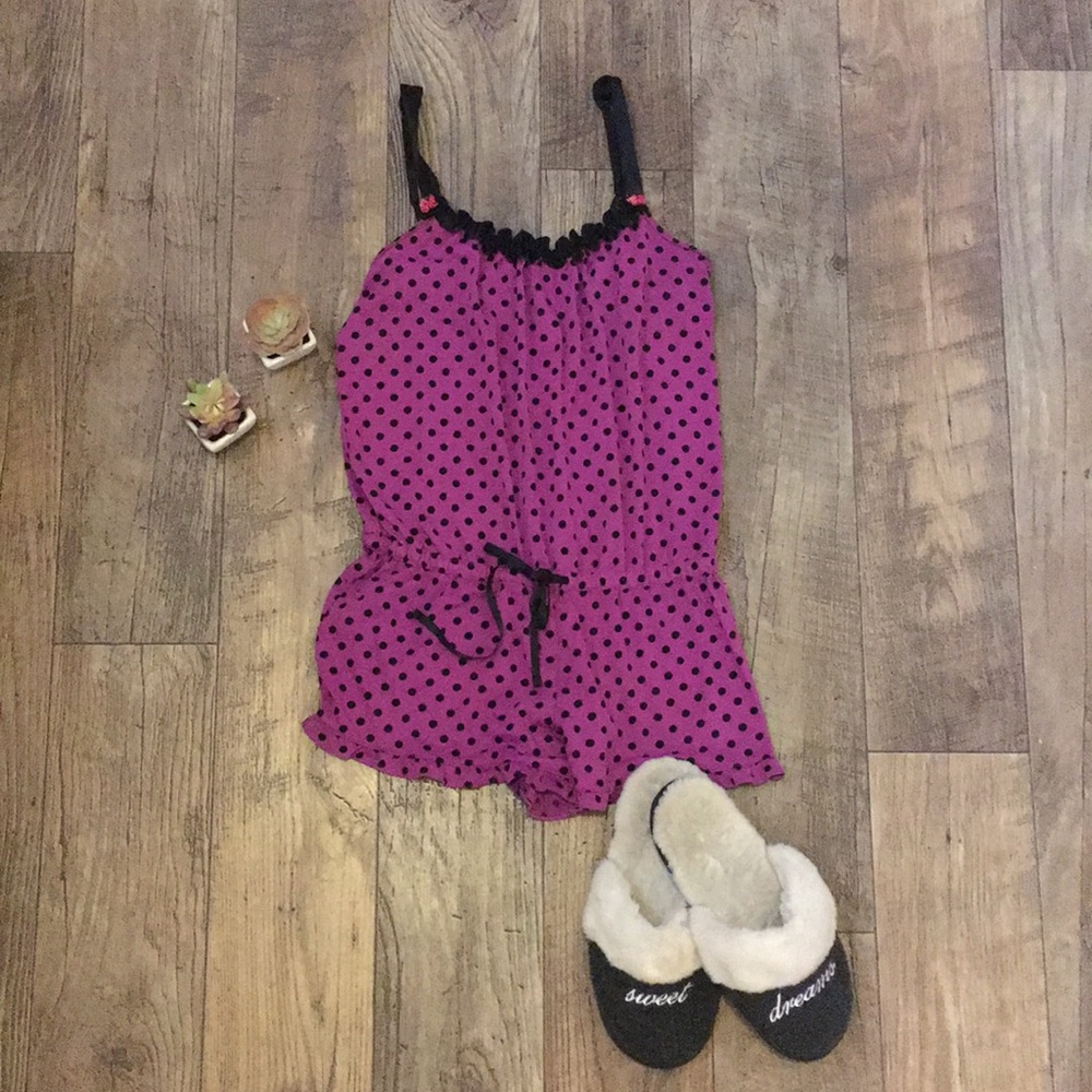 Betsy Johnson Purple Polka Dot Night Romper